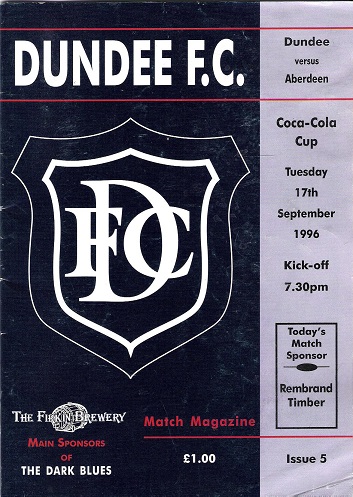 Image for Dundee F.C. Match Magazine Dundee v. Aberdeen Tues.17th September 1996.