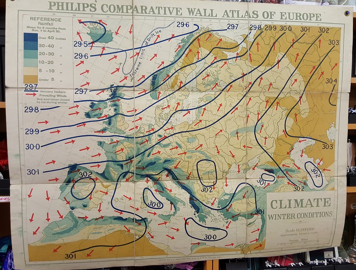 Philips' Comparative Wall Atlas of Europe: Climate - Winter Conditions. Image for Philips' Comparative Wall Atlas of Europe: Climate - Winter Conditions.