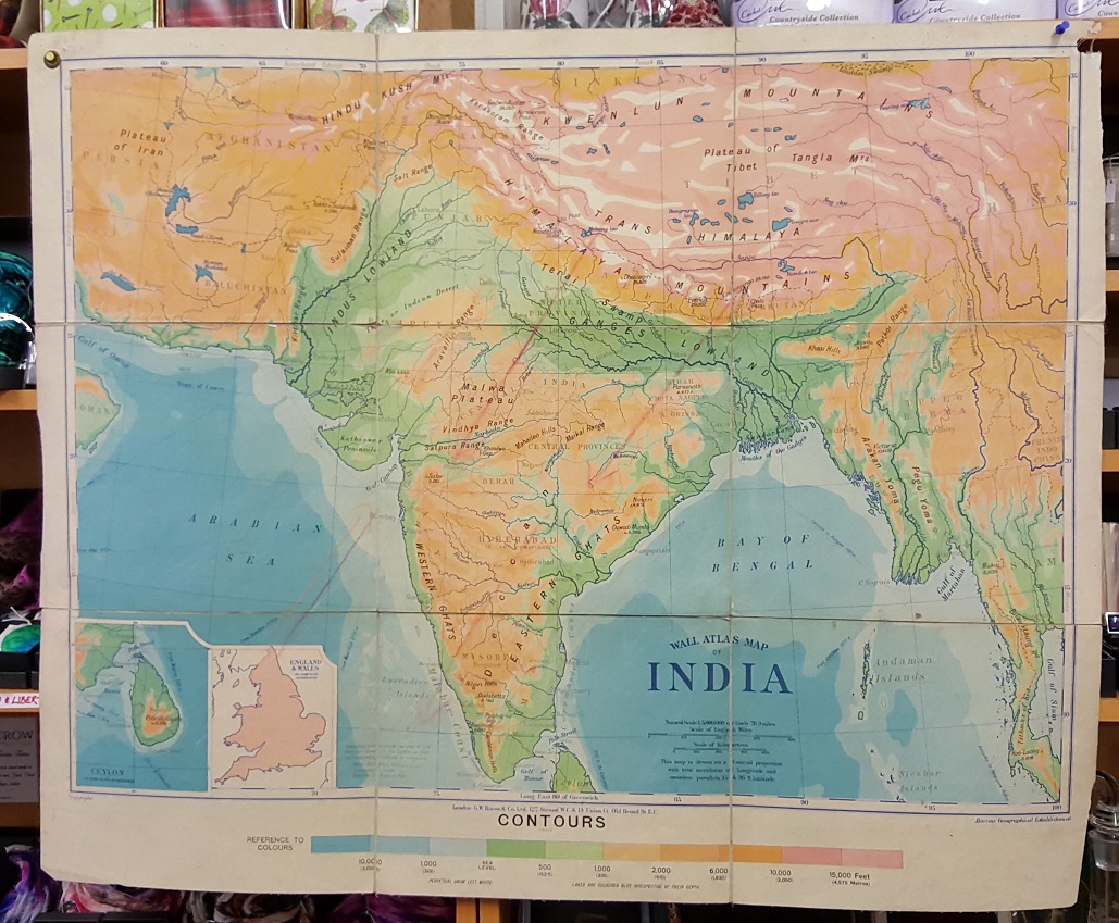 Image for G.W. Bacon Wall Atlas of India - Contours
