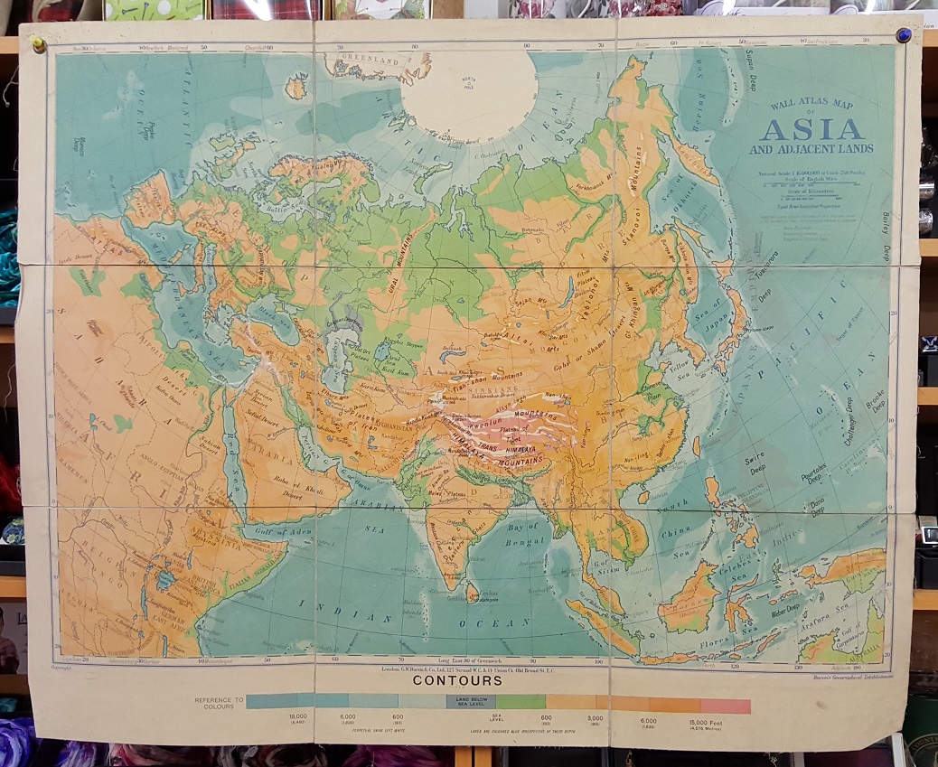 Image for G.W. Bacon Wall Atlas of Asia and Adjacent Lands - Contours