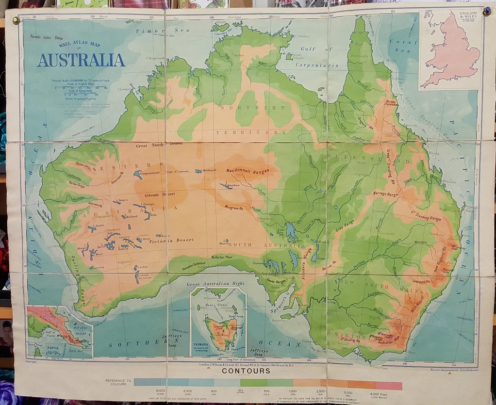 Image for G.W. Bacon Wall Atlas of Australia - Physical