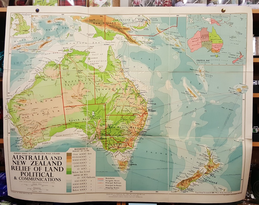 Image for Philips' Comparative Wall Atlas of Australia & New Zealand - Relief of Land and Communications