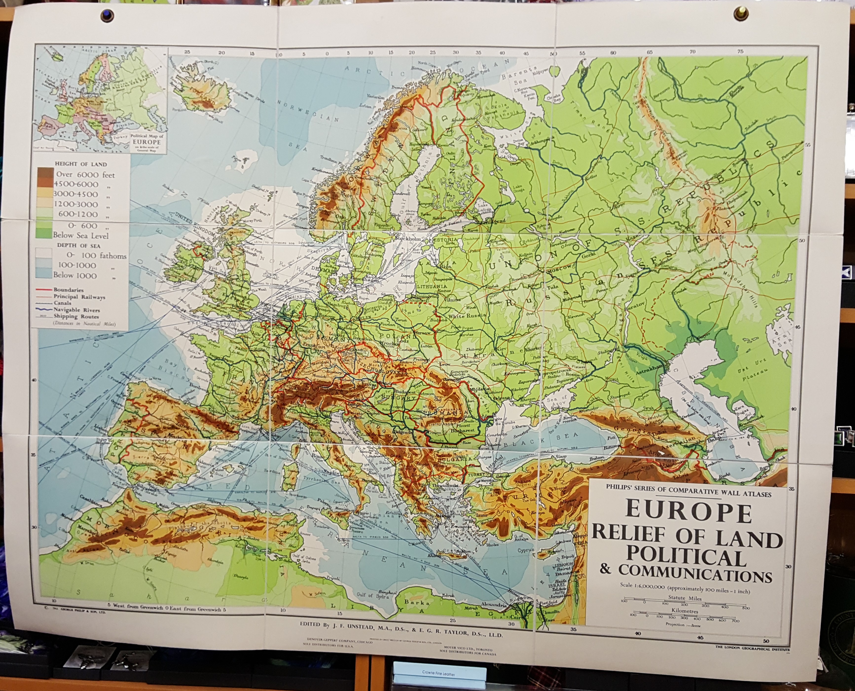 Image for Philips' Comparative Wall Atlas of Europe - Relief of Land and Communications