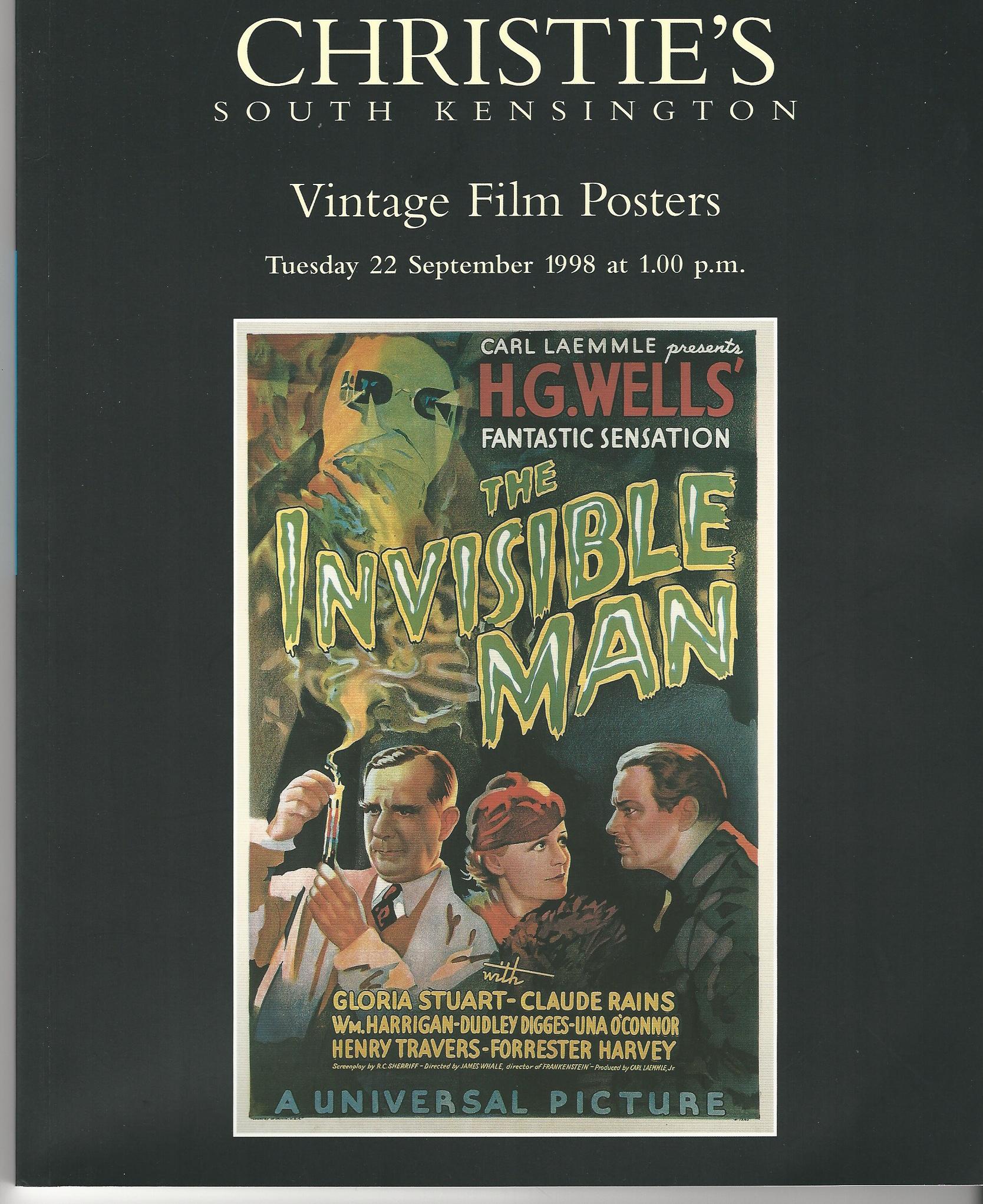 Image for Christie's South Kensington Vintage Film Posters, 22 September 1998.
