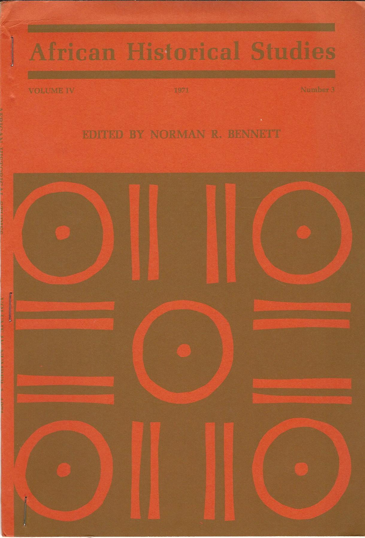 Image for African Historical Studies, Volume IV, Number 3.