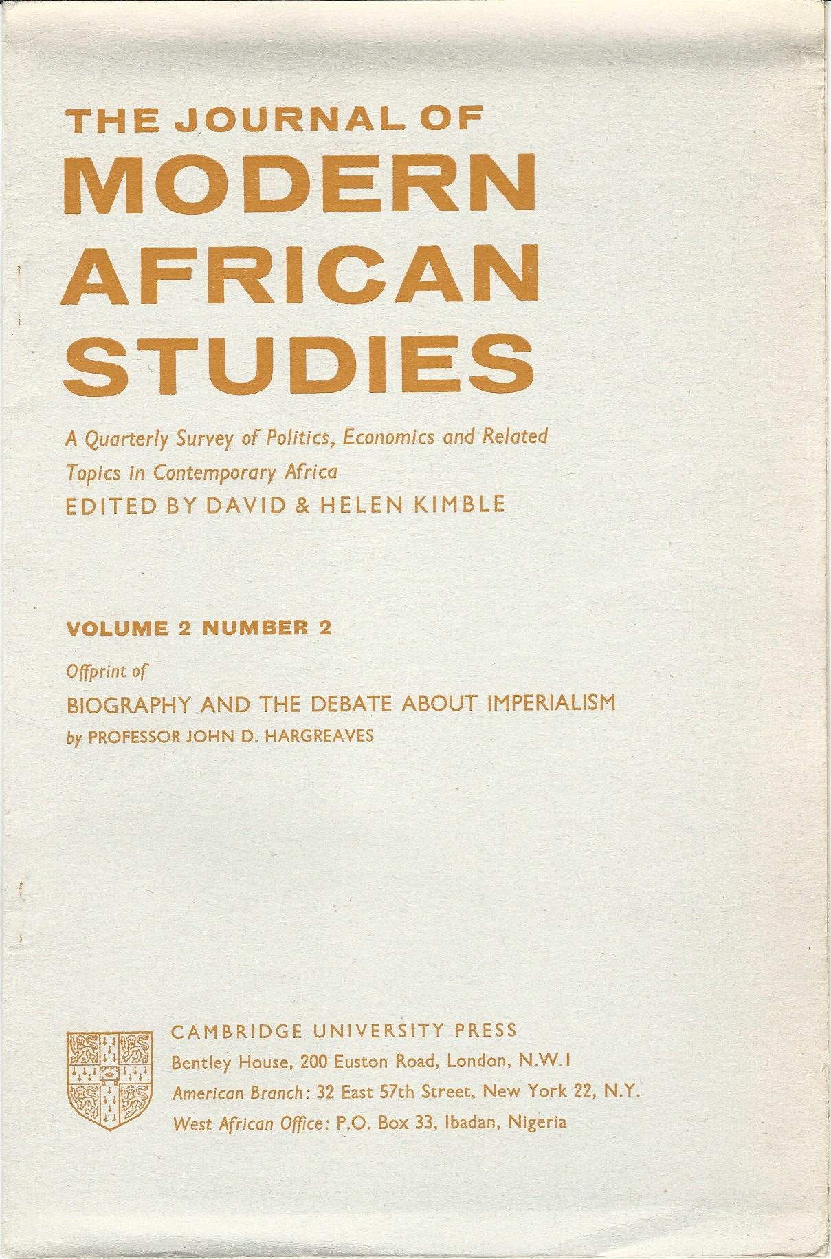 Image for The Journal of Modern African Studies: A Quarterly Survey of Politics, Economics and Related Topics in Contemporary Africa Vol.2, No.2.