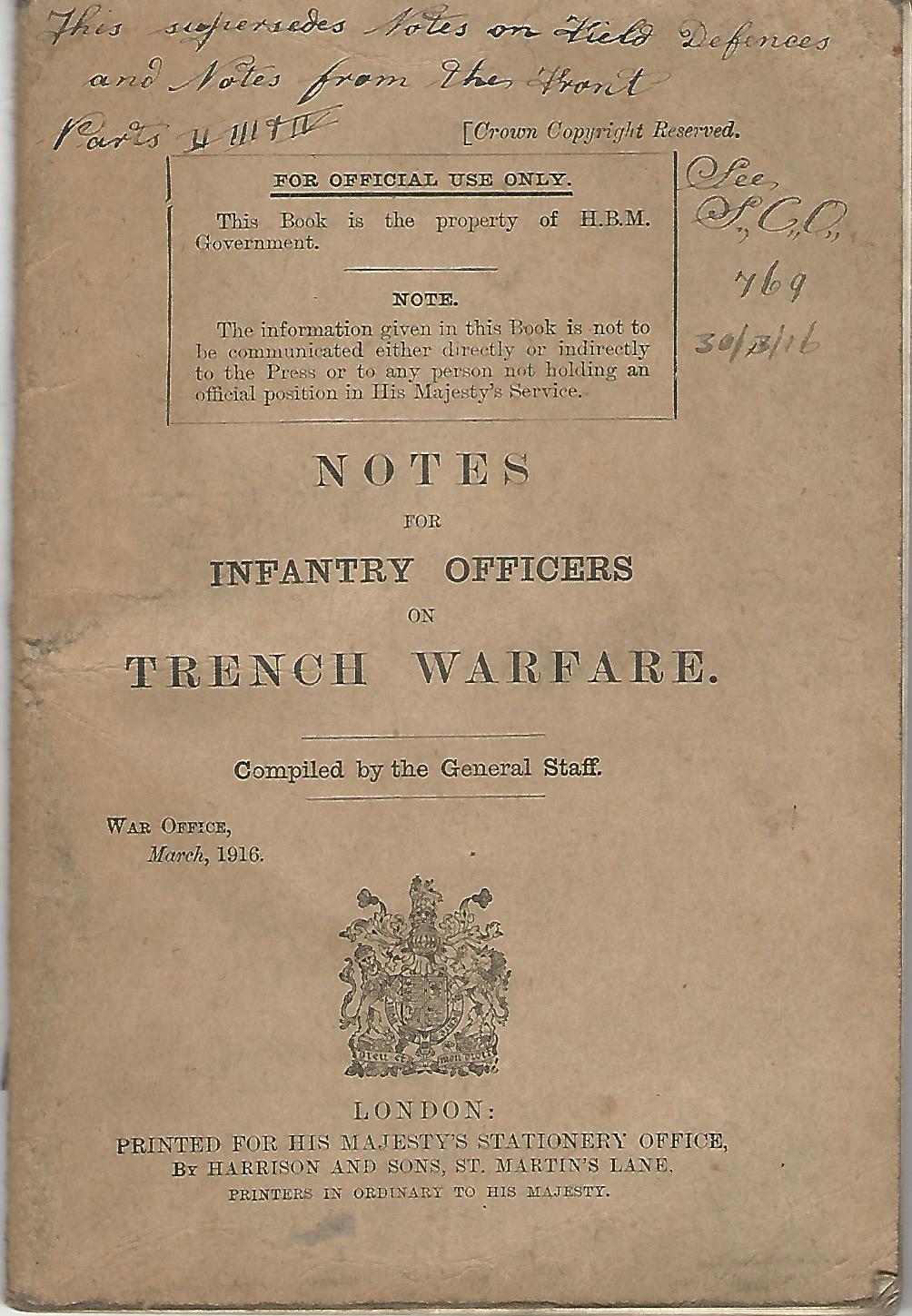 Image for Notes for Infantry Officers on Trench Warfare.