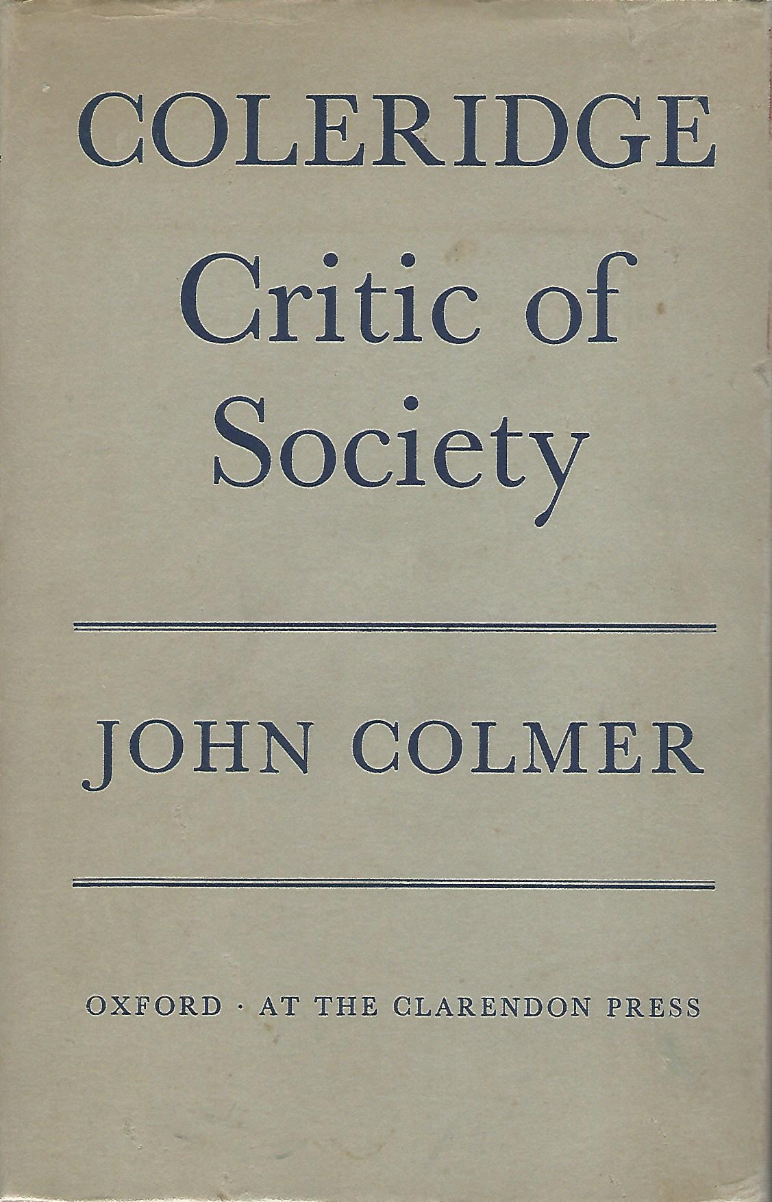 Image for Coleridge: Critic of Society.