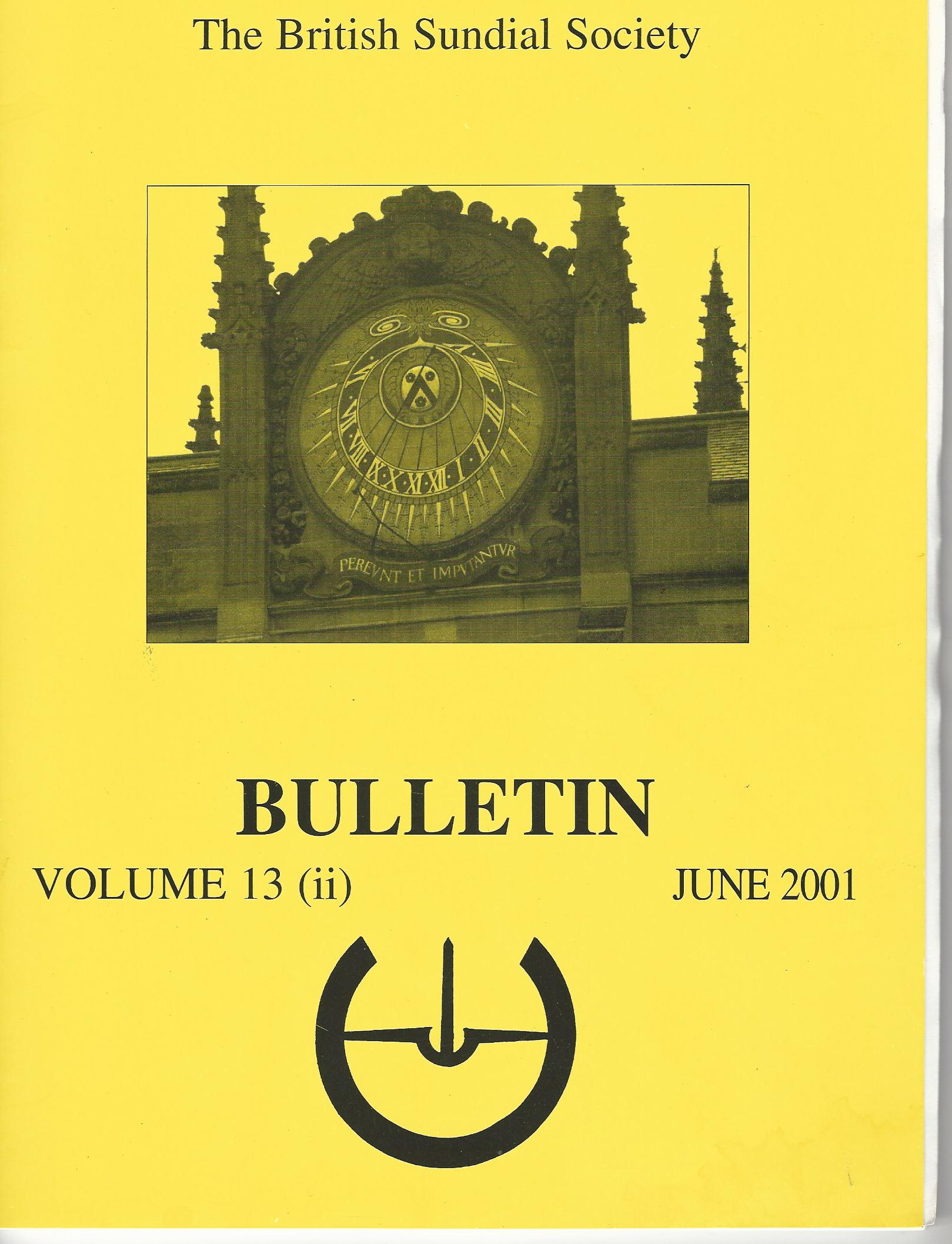 Image for The British Sundial Society Bulletin Volume 13 (ii) June 2001.