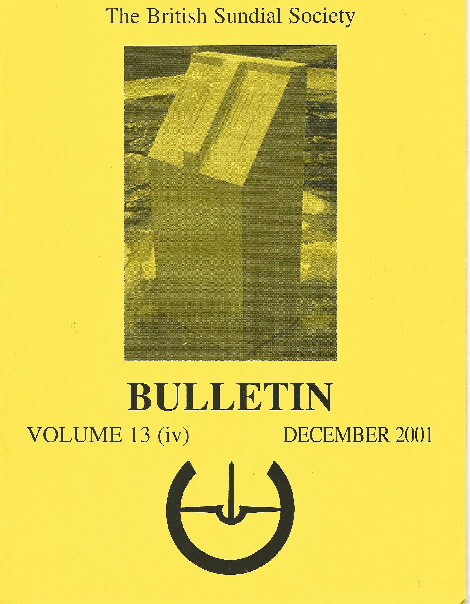 Image for The British Sundial Society Bulletin Volume 13 (iii) September2001.