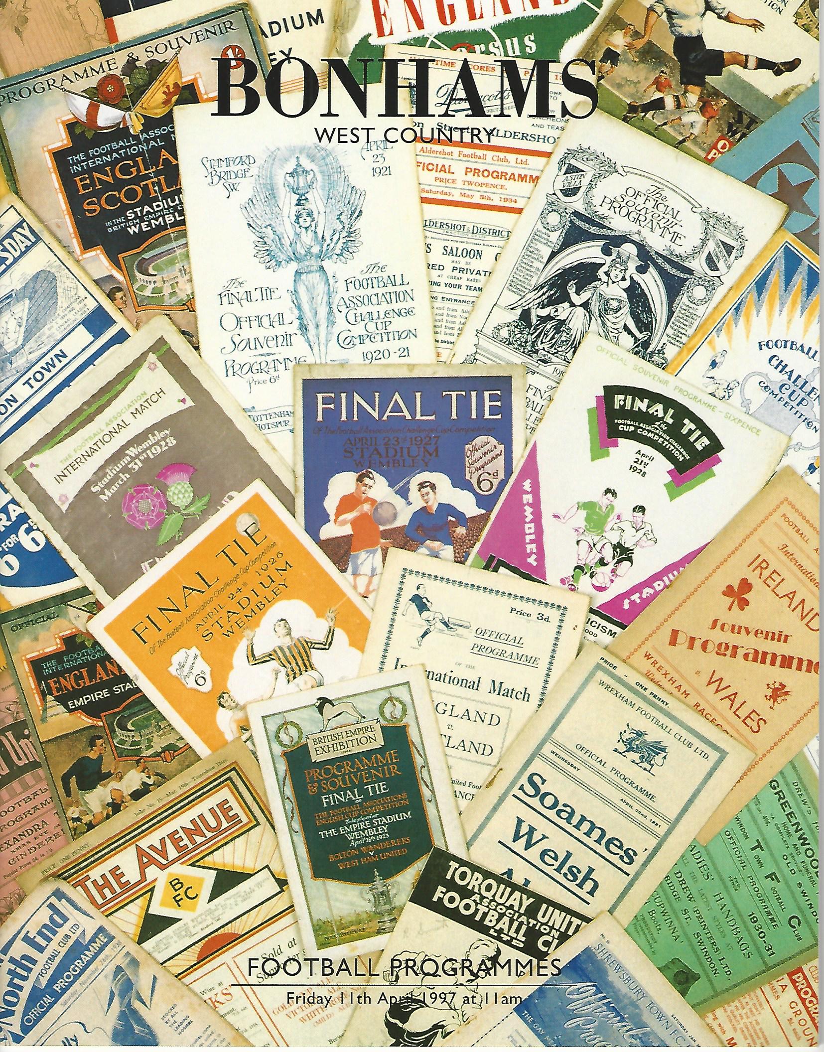 Image for Bonhams West Country: Football Programmes Friday 11th April, 1997.