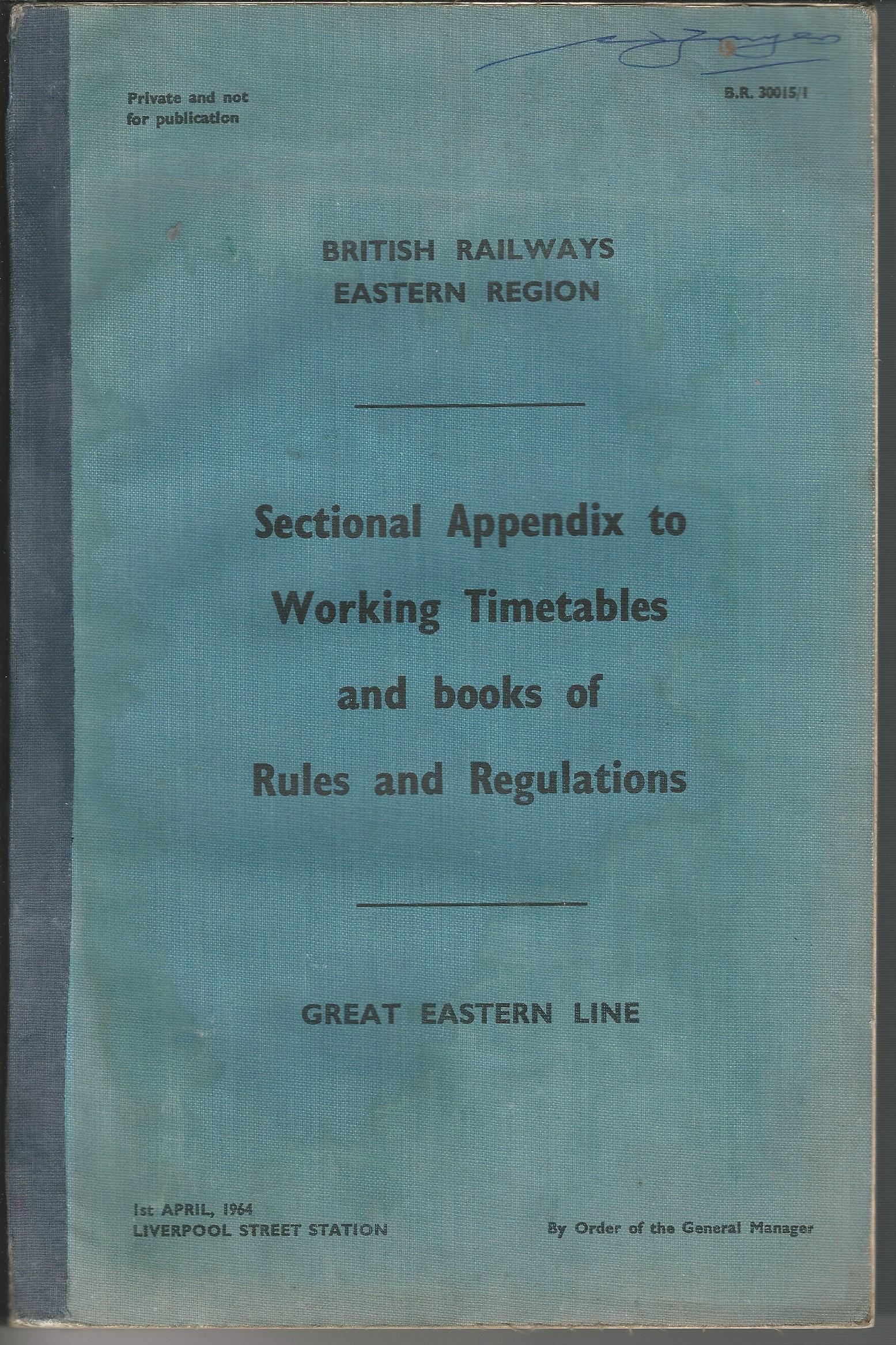 Image for British Railways Eastern Section: Sectional Appendix to Working Timetables and books of Rules and Regulations.