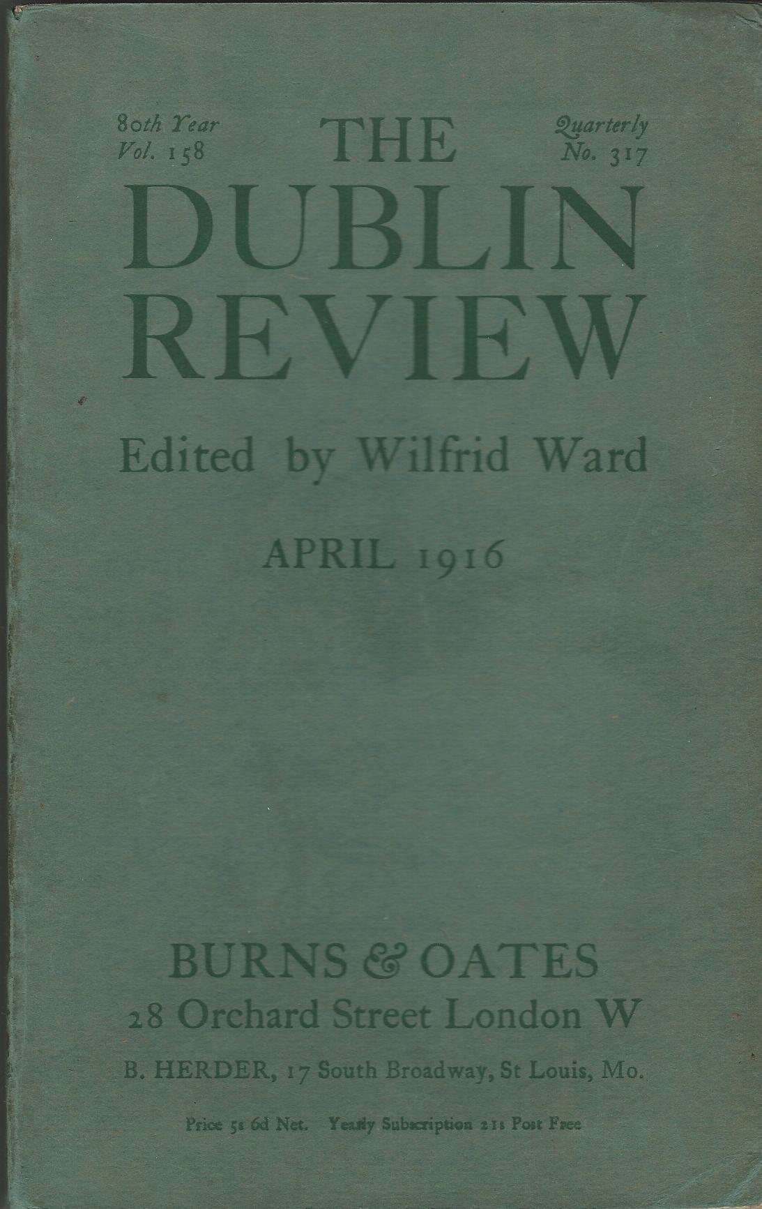 Image for The Dublin Review: April 1916 Vol. 158, No.317