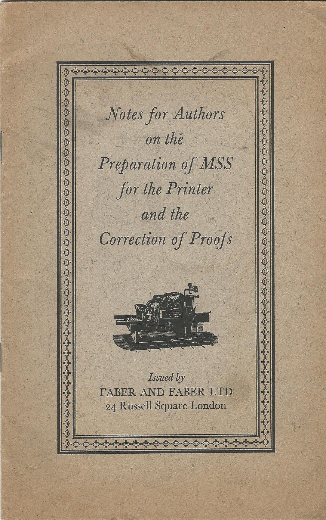 Image for Notes for Authors on the Preparation of MSS for the Printer and the Correction of Proofs.