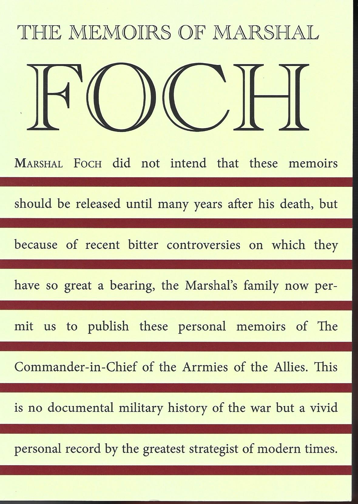 Image for The Memoirs of Marshal Foch.