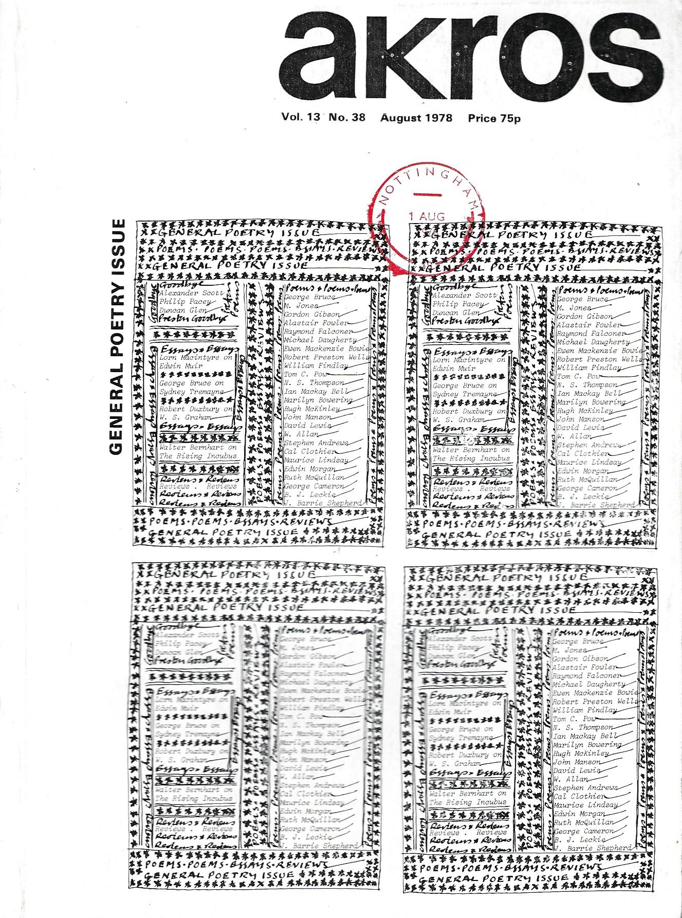 Image for Akros Vol.13 No.38.