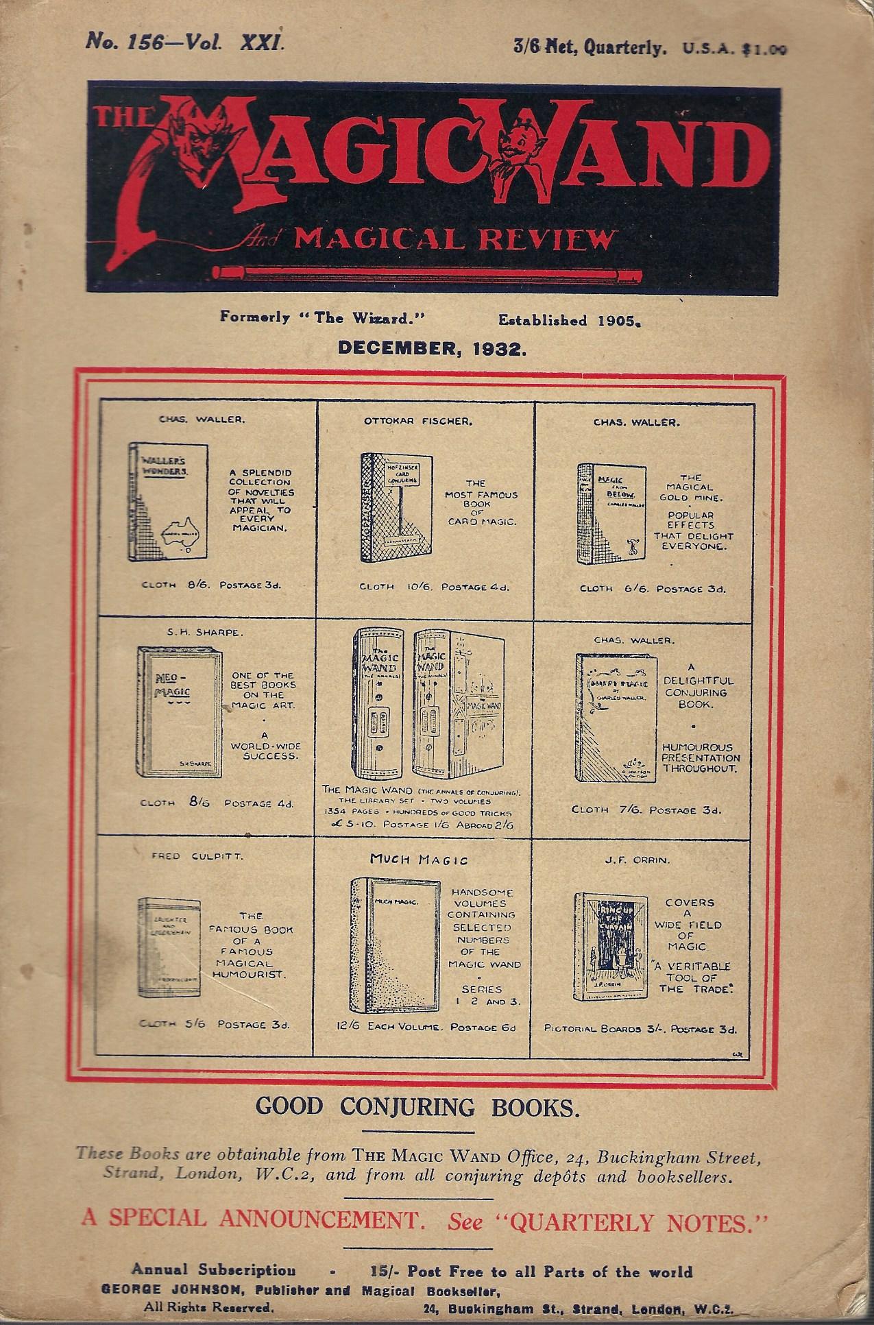 Image for The Magic Wand and Magical Review No.156, Vol. XXI, December 1932
