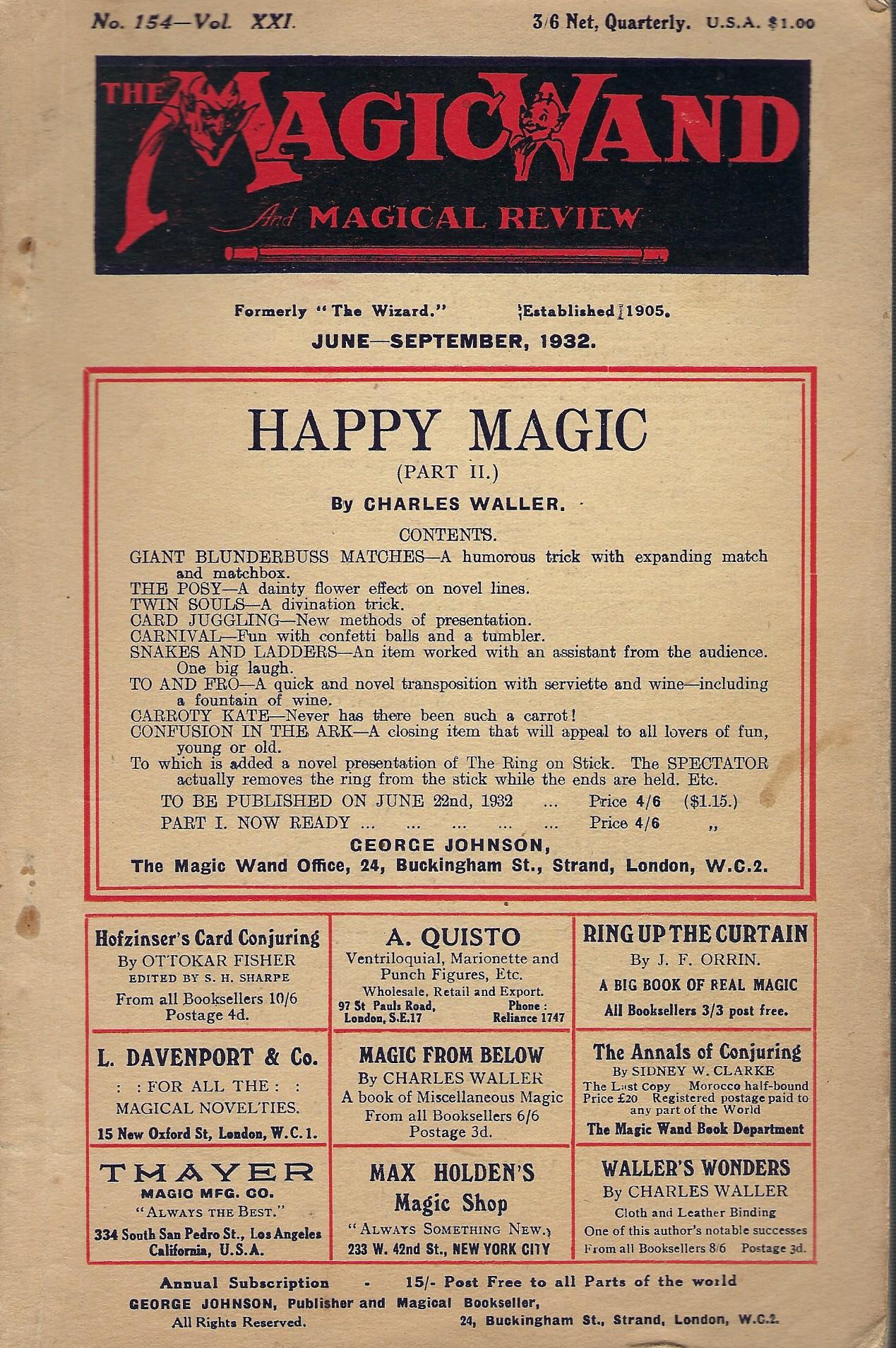 Image for The Magic Wand and Magical Review No.154, Vol. XXI, June - September 1932