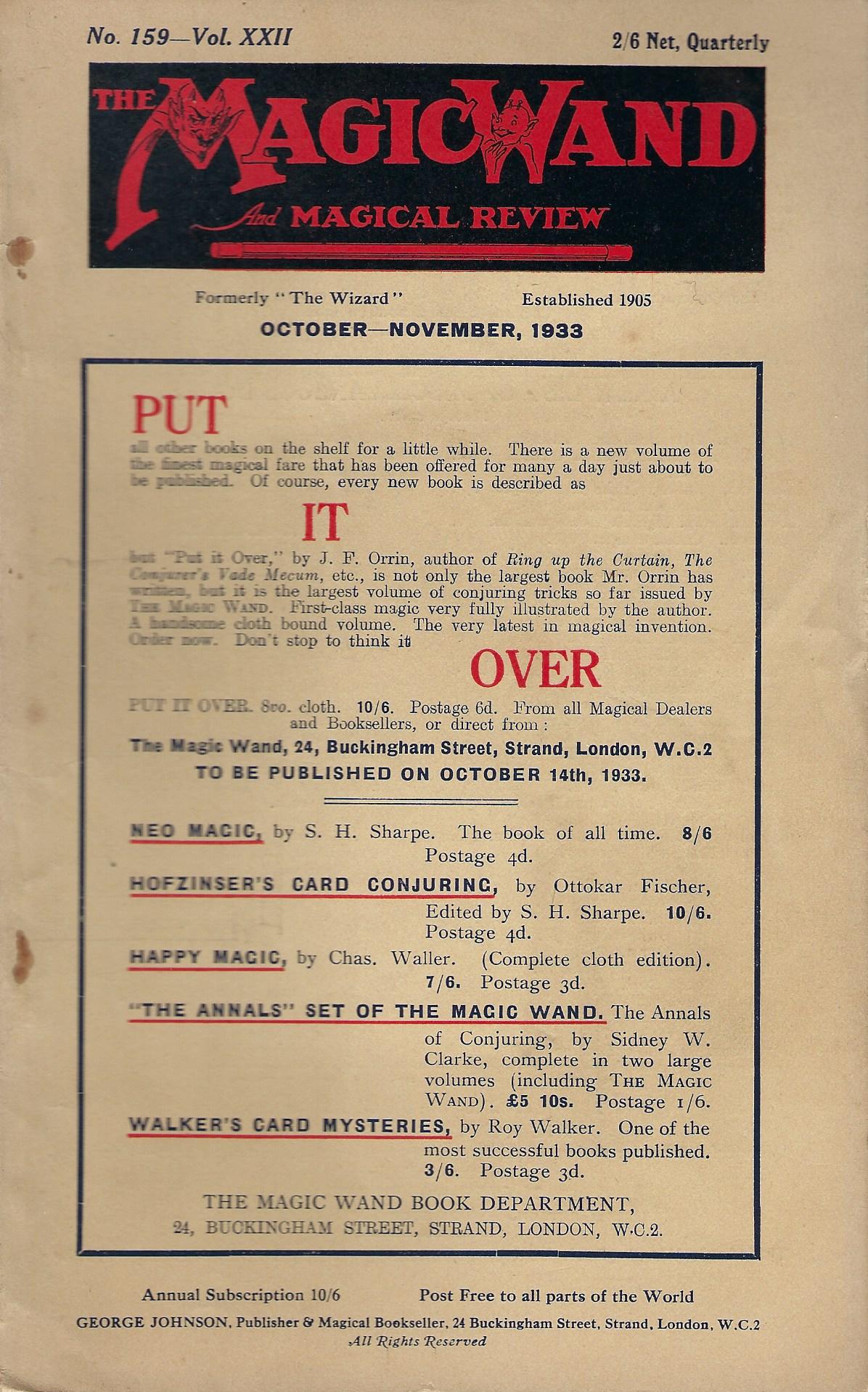 Image for The Magic Wand and Magical Review No163, Vol. XXII, October - November 1933