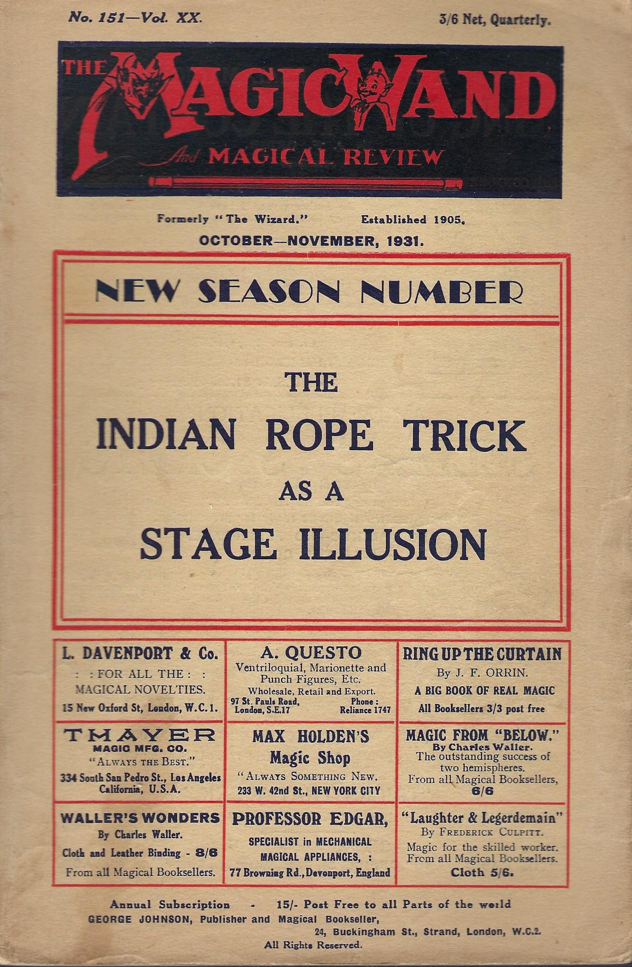 Image for The Magic Wand and Magical Review No.151, Vol. XX, October - November 1931