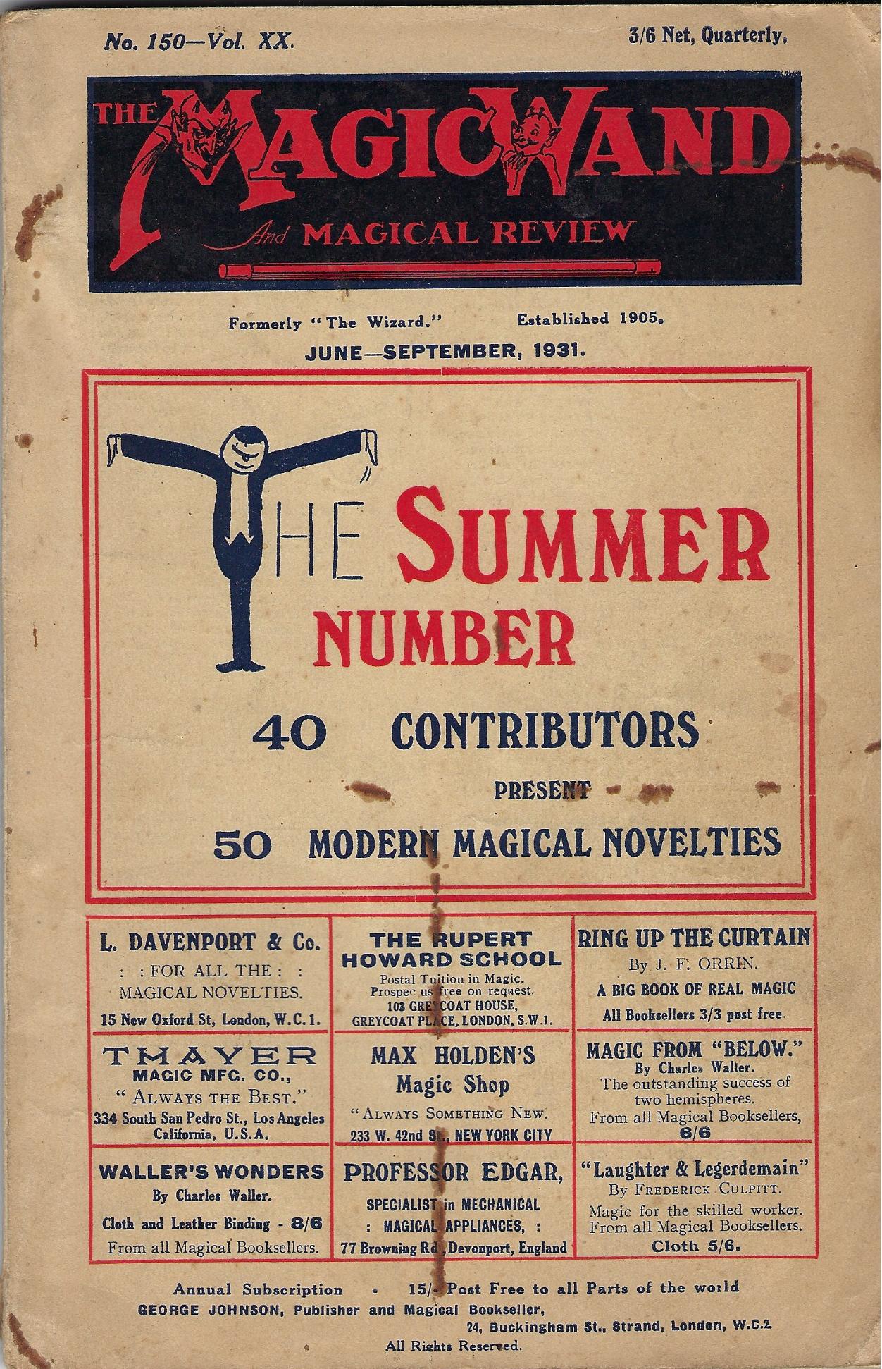 Image for The Magic Wand and Magical Review No150, Vol. XX, June - September 1931