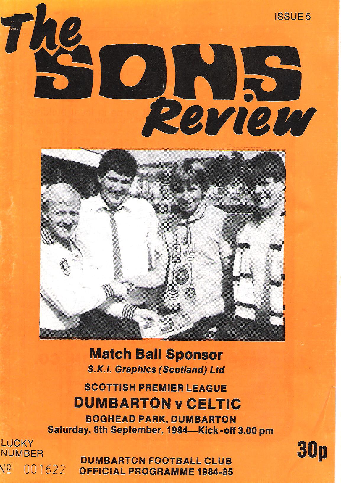 Image for The Sons Review: Dumbarton FC Official Programme 1984-85.