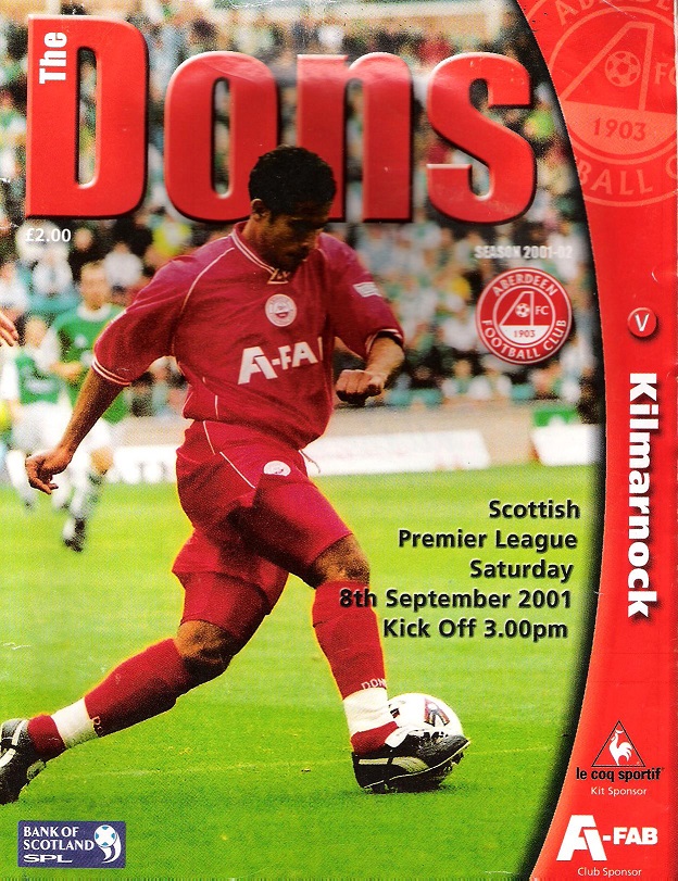 Image for The Dons Magazine. Scottish Premier League Sat. 8 December 2001.