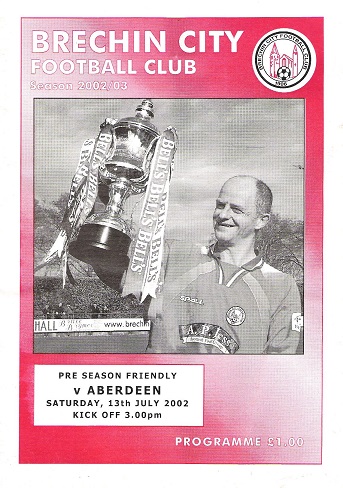 Image for Brechin City Football Club Programme Pre-season Friendly v. Aberdeen Saturday 13th July 2002.