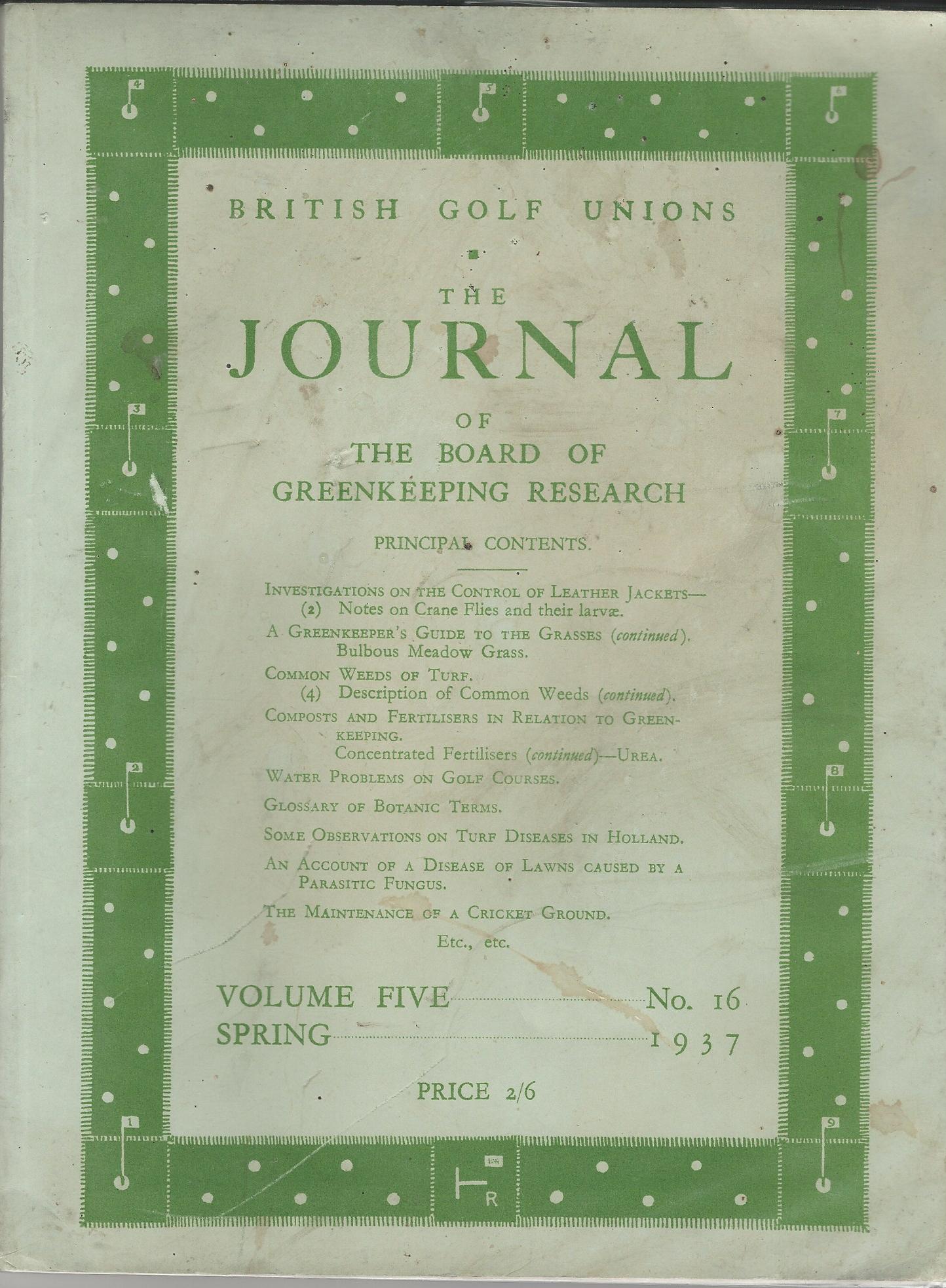 Image for British Golf Unions: The Journal of the Board of Greenkeeping Research, Volume V, number 16.