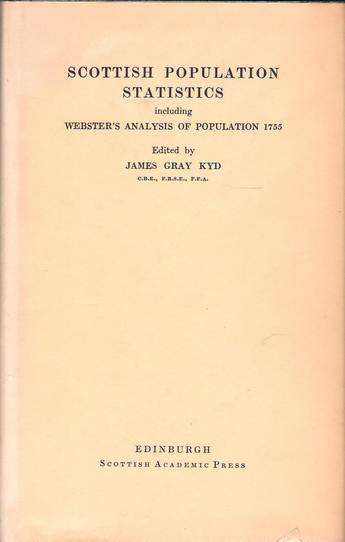 Image for Scottish Population Statistics: Including Webster's Analysis of Population 1755.